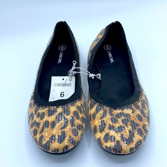 CHEROKEE Faith Leopard Print Sequined Flats - Picture 2 of 5